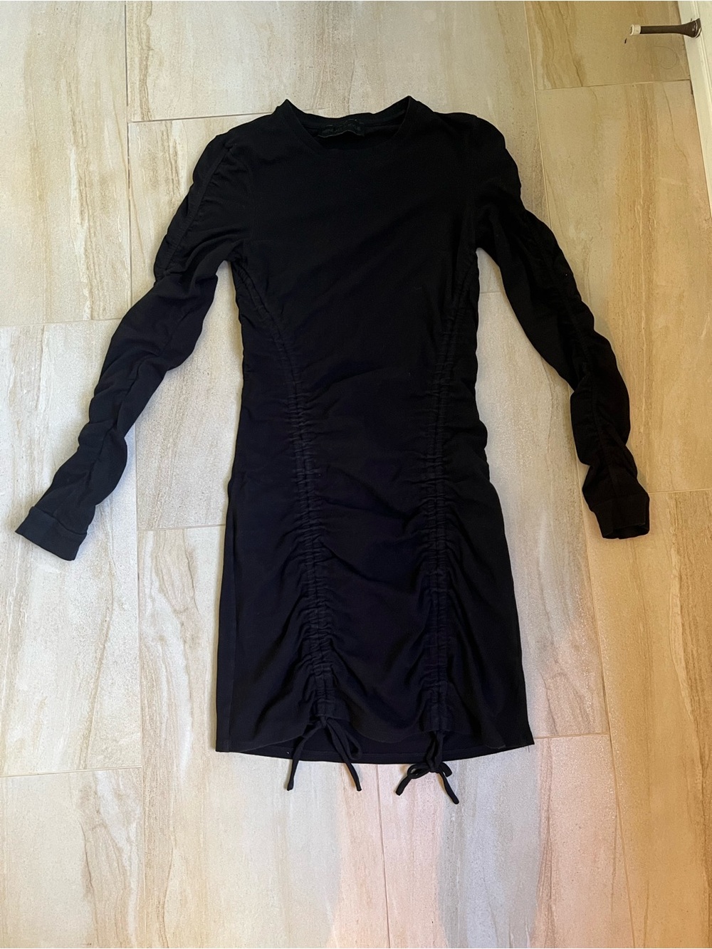 Kendall & Kylie Black Ruched Long-Sleeve Bodycon Dress